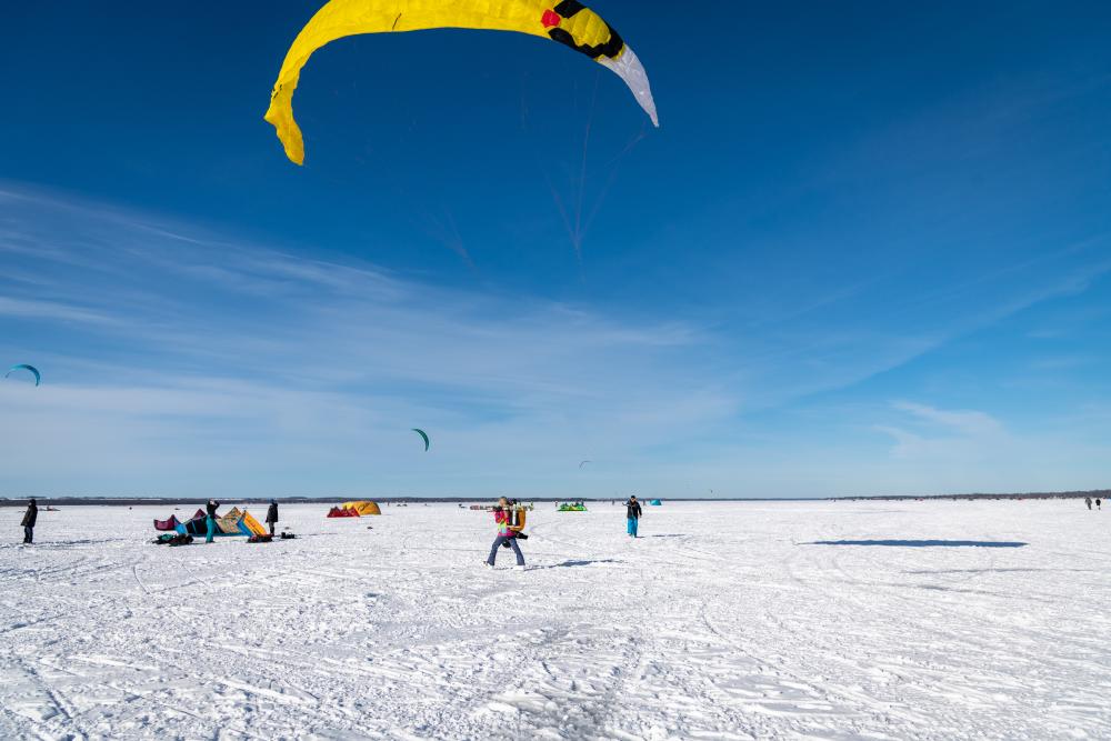 kite surfing on Lake Simcoe in Georgina